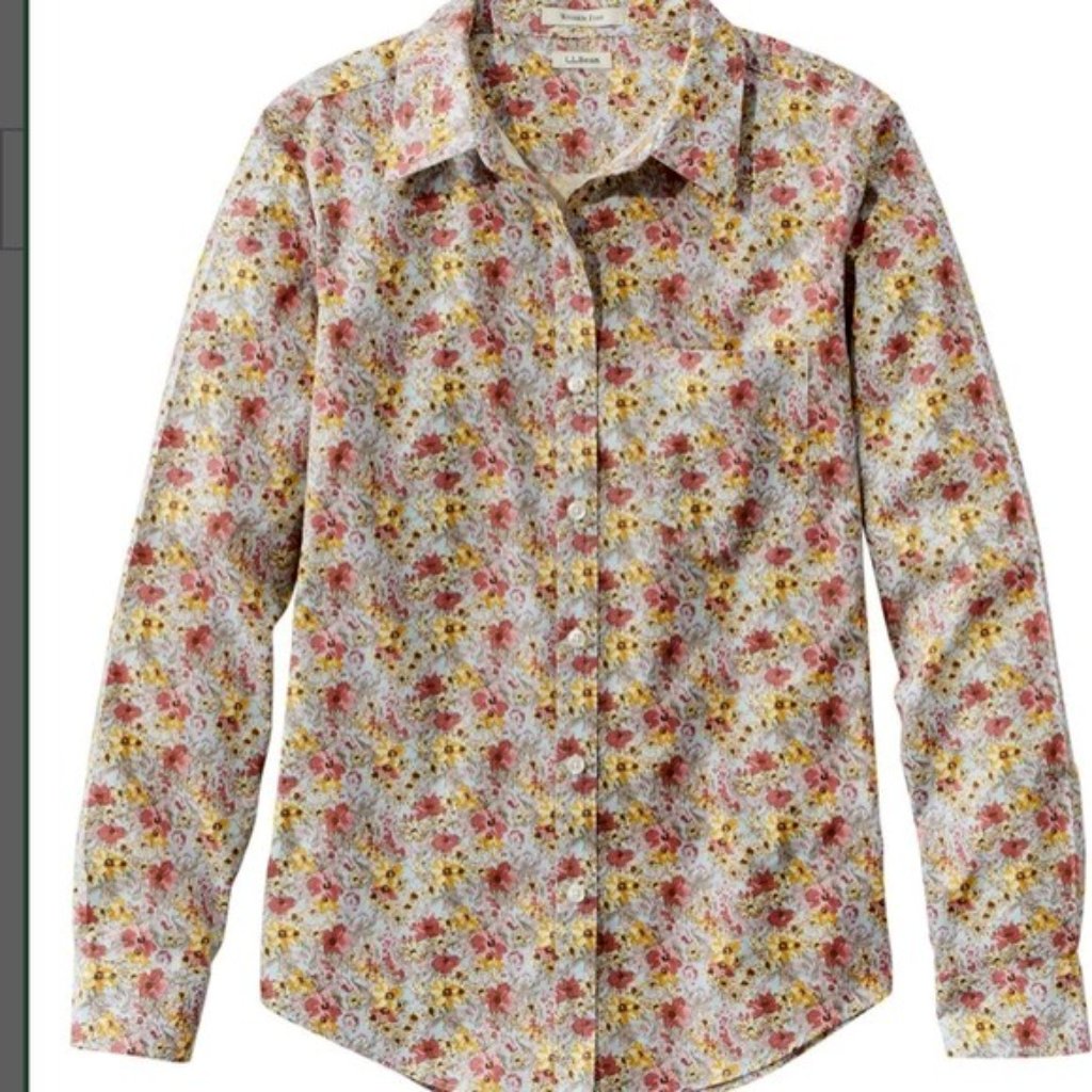 Wrinkle-Free Pinpoint Oxford Shirt, Relaxed Fit Long-Sleeve Print, Med